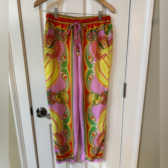 FARM Rio Pants - FARM RIO Women's Beach Toucans Scarf Printed Pants High Rise Elastic Waist Small